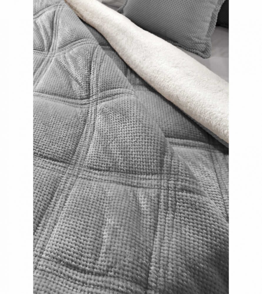 Κουβερτοπάπλωμα με γουνάκι Υπέρδιπλο BELLISIMO της Guy Laroche (220x240) CHARCOAL