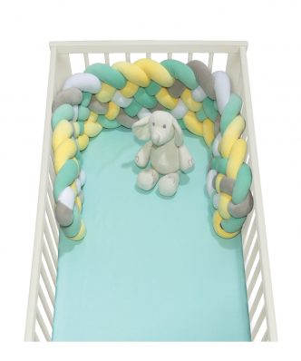 Βρεφική Πάντα Πλεξούδα Κούνιας (bebe) Baby Relax 6586 της Das Home (25x150) ΜΕΝΤΑ-ΕΚΡΟΥ-ΚΙΤΡΙΝΟ-ΓΚΡΙ