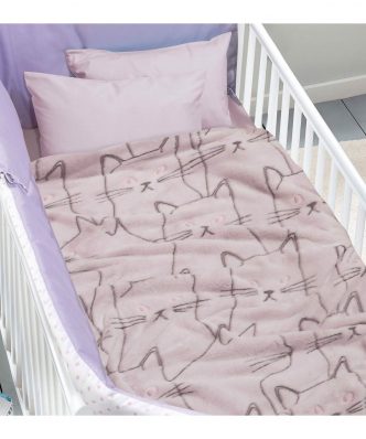 Βρεφική Fleece Κουβέρτα Κούνιας Baby Relax 4735 της Das Home (110x150) - ΡΟΖ/ΓΚΡΙ