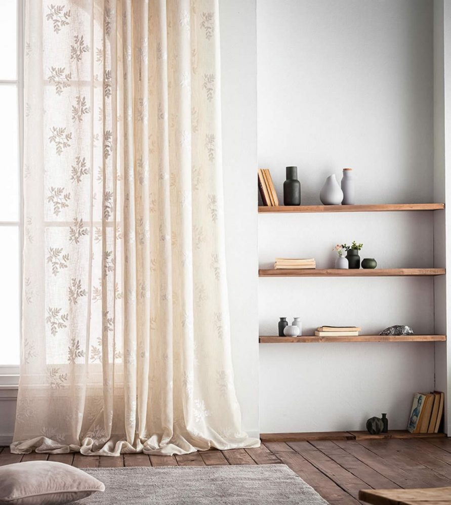 Έτοιμη Κουρτίνα με Τρουκς Leaf 532/06 της GOFIS HOME (140x 280) BEIGE