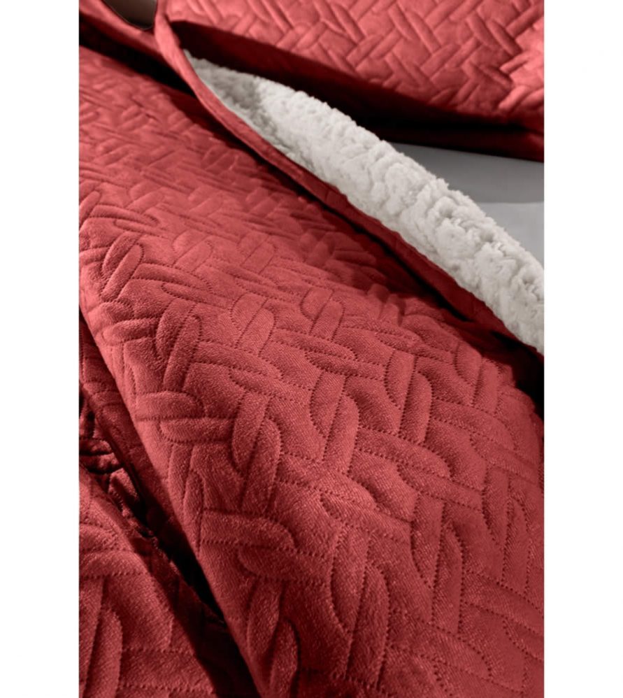 Fleece κουβέρτα Μονή με γουνάκι RISTRETTO της Guy Laroche (160x220) ROSSO