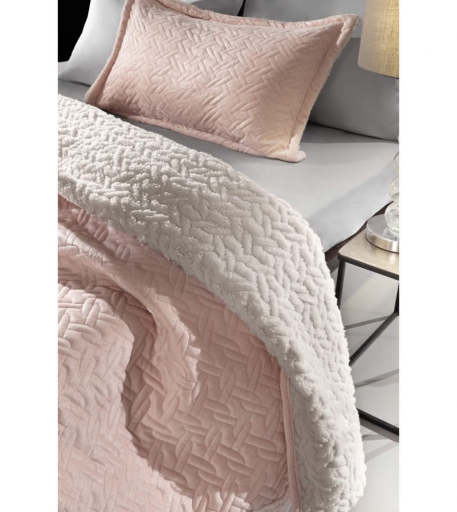Fleece κουβέρτα Υπέρδιπλη με γουνάκι RISTRETTO της Guy Laroche (220x240) PUDRA