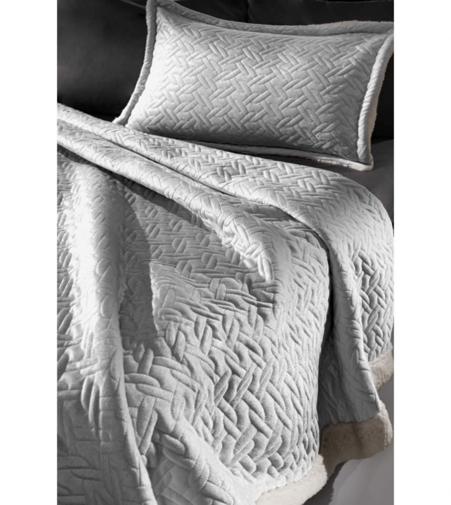 Fleece κουβέρτα Υπέρδιπλη με γουνάκι RISTRETTO της Guy Laroche (220x240) SILVER