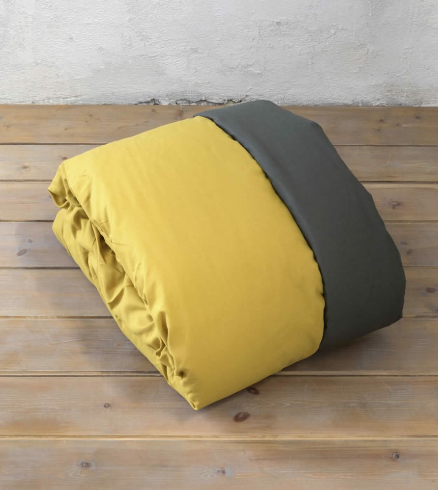 Σετ Παπλωματοθήκη Μονή ABALONE / της NIMA HOME (160x240) DARK GRAY / MUSTARD BEIGE