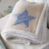 Βρεφική Fleece Κουβέρτα Αγκαλιάς με γουνάκι Baby Line STAR της MELINEN (80x110) BLUE