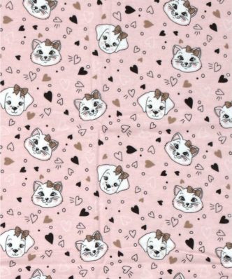 Φανελένιο Βρεφικό Σεντόνι Λίκνου Puppy-Kitten 18 της DIMcol (80x110) Pink