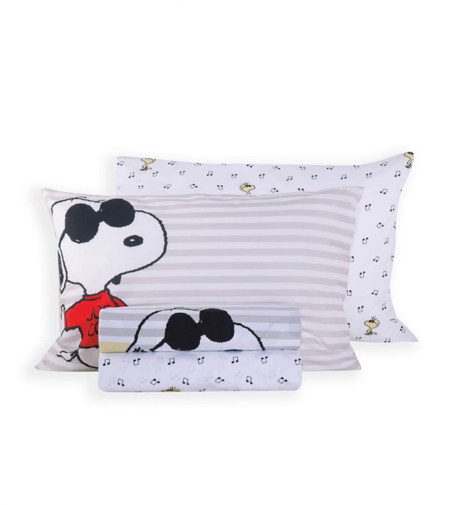 Σετ Παιδικά Σεντόνια Μονά SNOOPY ROCKSTAR της NEF-NEF (160x260) WHITE