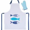 Σετ Ποδιά & Γάντι Κουζίνας FISHES WAY της NEF-NEF (63x79+18x33) WHITE