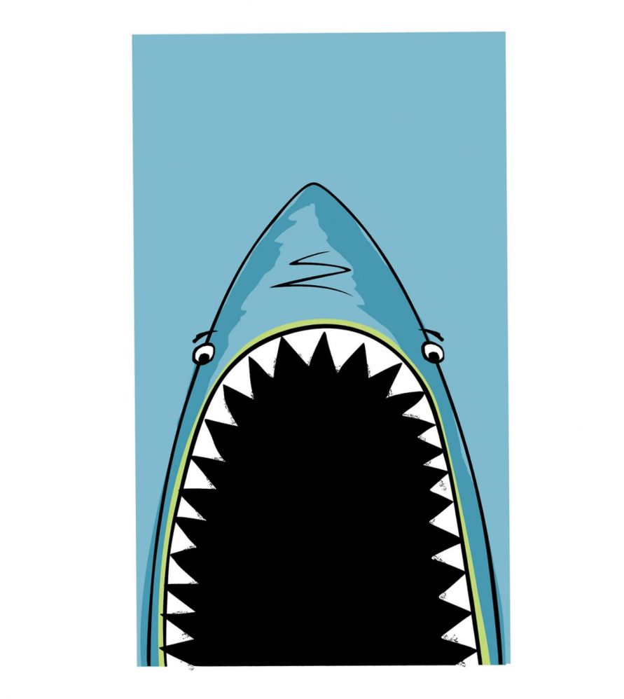 Παιδική Πετσέτα Θαλάσσης βελουτέ SHARK JAWS της NEF-NEF (70x120) BLUE