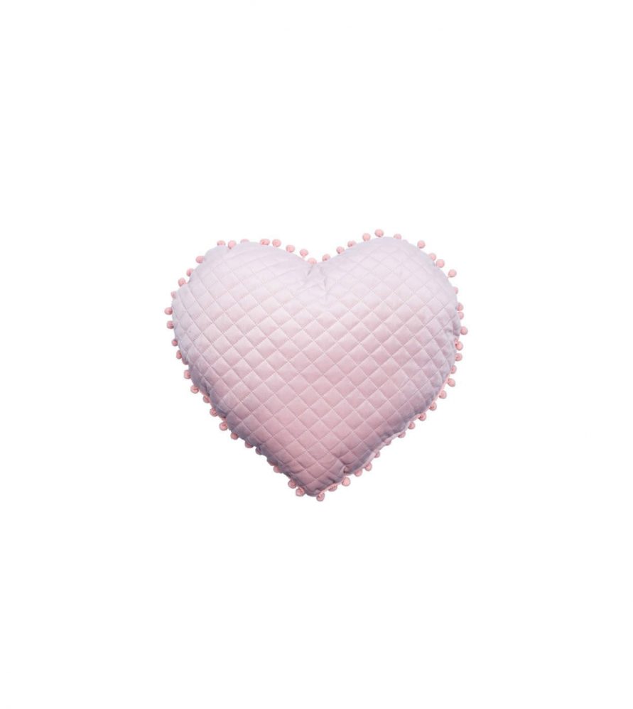 Διακοσμητικό Μαξιλάρι Καρδιά με pom pom ELWIN της Palamaiki (40x38) ROSE