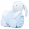 Fleece Βρεφική Κουβέρτα Αγκαλιάς με Διακοσμητικό Κουκλάκι Bunny της BOREA - Λευκό-Σιέλ (75x100)