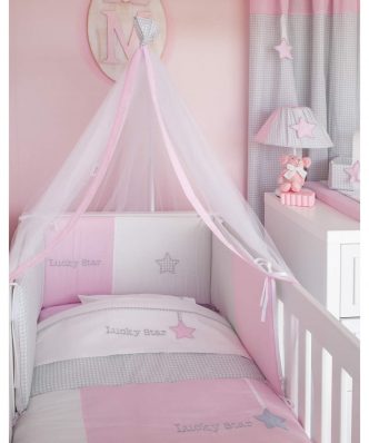 Βρεφικό Σετ Κούνιας (6τμχ) Lucky Star Pink Design 308 της Baby Oliver