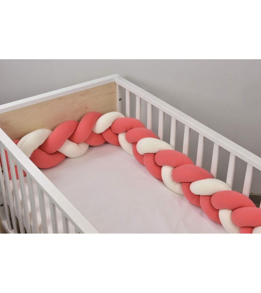 Βρεφική Πάντα Πλεξούδα Τετραπλή Design 799 της Baby Oliver (200x18) - Εκρου-Κοραλί-Κοραλί