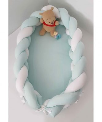 Βρεφική Φωλιά με Αποσπώμενη Πλεξούδα Design 130 της Baby Oliver (200 cm) ΛΕΥΚΟ-ΜΕΝΤΑ