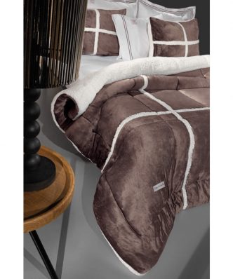 Κουβερτοπάπλωμα με γουνάκι Υπέρδιπλο ASTRA COCOA της Guy Laroche (220x240)