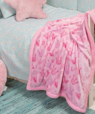 Βρεφική Fleece Κουβέρτα με γουνάκι PRINCESS της MELINEN