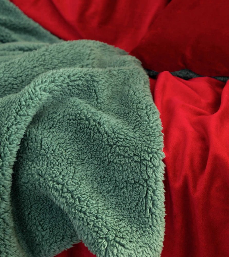Ριχτάρι/Κουβέρτα Καναπέ NUAN με γουνάκι της NIMA HOME (130x170) - Red / Green