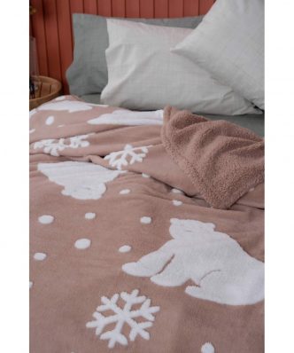 Fleece Κουβέρτα με γουνάκι Υπέρδιπλη POLO της Palamaiki (220x240) - ROSE