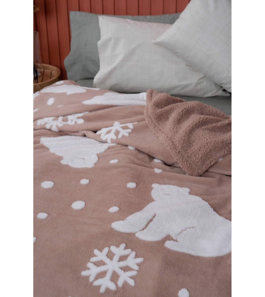 Fleece Κουβέρτα με γουνάκι Υπέρδιπλη POLO της Palamaiki (220x240) - ROSE