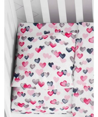 Βρεφική Μαξιλαροθήκη Ύπνου (1τμχ) Hearts 12 Grey-Pink της DIMcol (35x45)