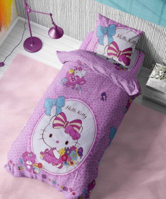 Σετ (3τμχ) Παιδικά Φανελένια Σεντόνια Μονά Hello Kitty 170 Pink της DIMcol (160x240)