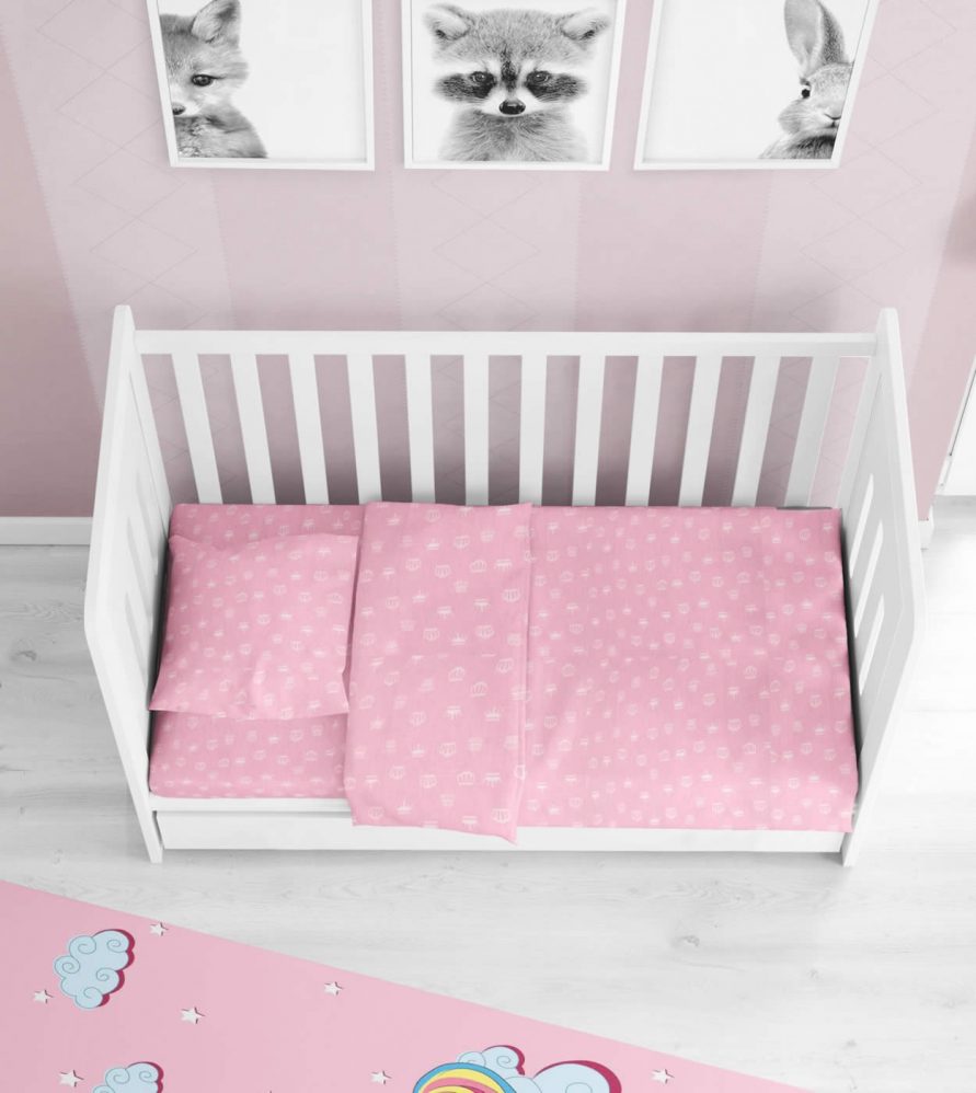 Βρεφική (bebe) Παπλωματοθήκη Κούνιας PRINCESS 47 της DIMcol (120x160) Pink