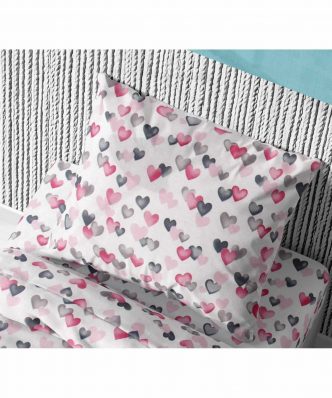 Παιδική Μαξιλαροθήκη Ύπνου (1τμχ) Hearts 12 Grey-Pink της DIMcol (50x70)
