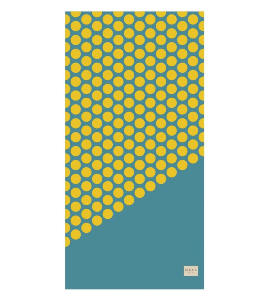 CHANIA Βελουτέ Πετσέτα Θαλάσσης της ΚΕΝΤΙΑ (80x160) - PETROL- YELLOW