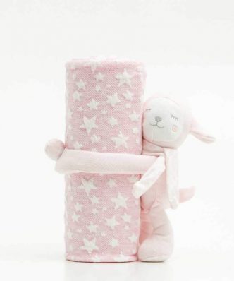 Σετ Βρεφική Κουβέρτα Αγκαλιάς με Κουκλάκι Βραδύπους Ροζ της BOREA (75x100)