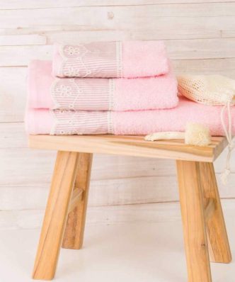 Σετ (3τμχ) Πετσέτες Μπάνιου Pretty Ροζέ της BOREA