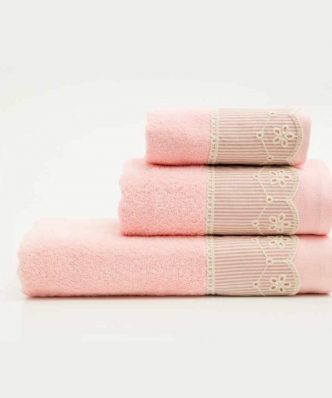 Σετ (3τμχ) Πετσέτες Μπάνιου Pretty Ροζέ της BOREA