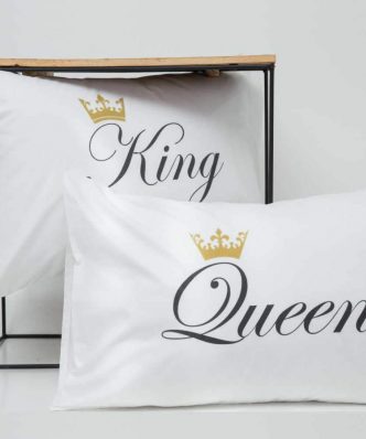 Ζευγάρι Μαξιλαροθήκες Queen & King Λευκό της BOREA (50x70)