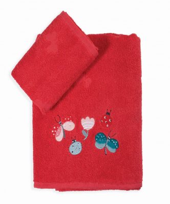 Σετ (2τμχ) Παιδικές Πετσέτες Μπάνιου BUGS LIFE RED της NEF-NEF