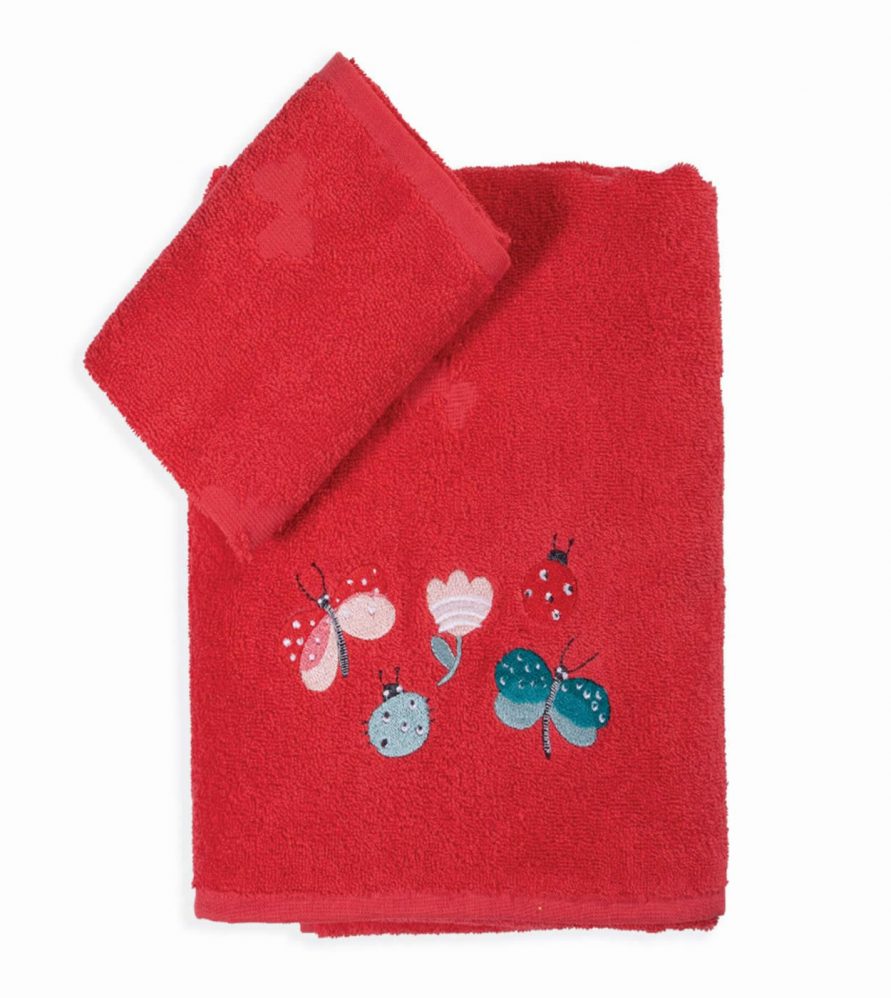 Σετ (2τμχ) Παιδικές Πετσέτες Μπάνιου BUGS LIFE RED της NEF-NEF