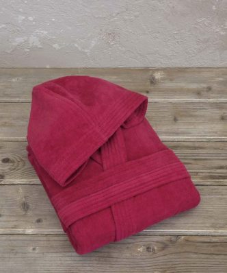 Βελουτέ Μπουρνούζι με κουκούλα Zen της NIMA HOME - Ruby Red