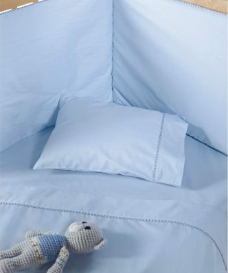 Stylish BUMPER 19 Σετ (3τμχ) Βρεφικά Περκάλι Σεντόνια Κούνιας της ΚΕΝΤΙΑ (120x165) - BABY BLUE
