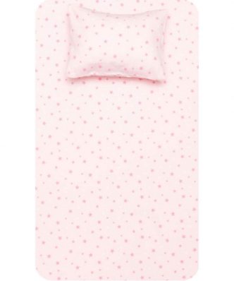 Σετ (2τμχ) Παιδικό Φανελένιο Σεντόνι Μονό Αστεράκια Ροζ της BOREA (160x240)