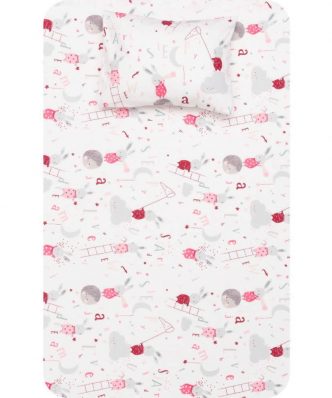Σετ (3τμχ) Βρεφικά Φανελένια Σεντόνια Κούνιας Sleepy Ροζ της BOREA (120x160)