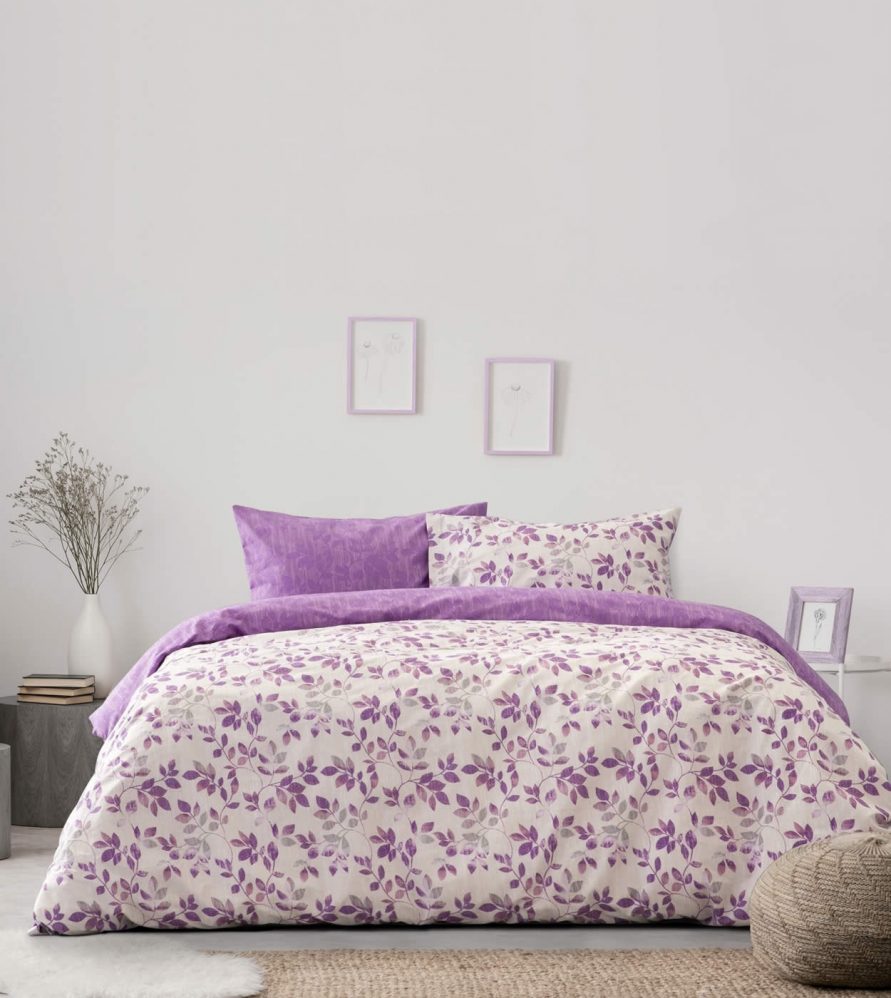 Σετ (3τμχ) Σεντόνια Μονά (με Λάστιχο) Fall Lilac της Kocoon (160x270)