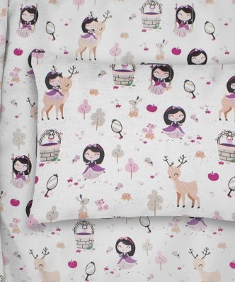 Σετ (3τμχ) Παιδικά Σεντόνια Μονά Lily & Deer 179 White-Pink της DIMcol (160x240)