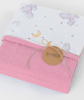 Βρεφική Καλοκαιρινή Κουβέρτα Αγκαλιάς Bunny Ροζέ της BOREA (80x110)