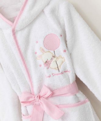Παιδικό Μπουρνούζι Sweet Dreams Baby της BOREA - Λευκό-Ροζ