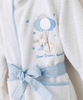 Παιδικό Μπουρνούζι Sweet Dreams Baby της BOREA - Λευκό-Σιέλ