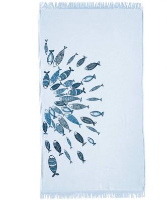 Πετσέτα/Παρεό Θαλάσσης Sealife της BOREA - Σιέλ (90x160)