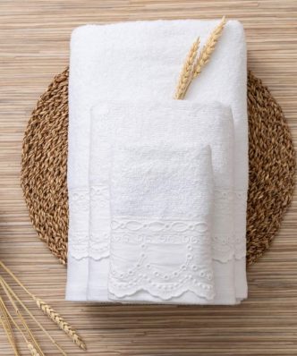 Σετ (3τμχ) Πετσέτες Μπάνιου Isabella της BOREA - Λευκό