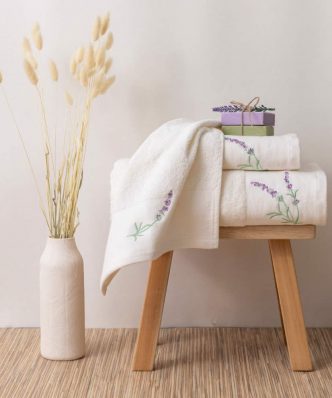 Σετ (3τμχ) Πετσέτες Μπάνιου Lavender της BOREA - Εκρού