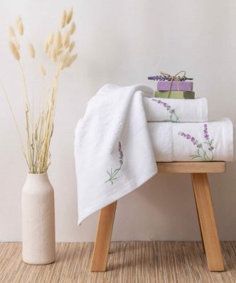 Σετ (2τμχ) Πετσέτες Μπάνιου Lavender της BOREA - Λευκό