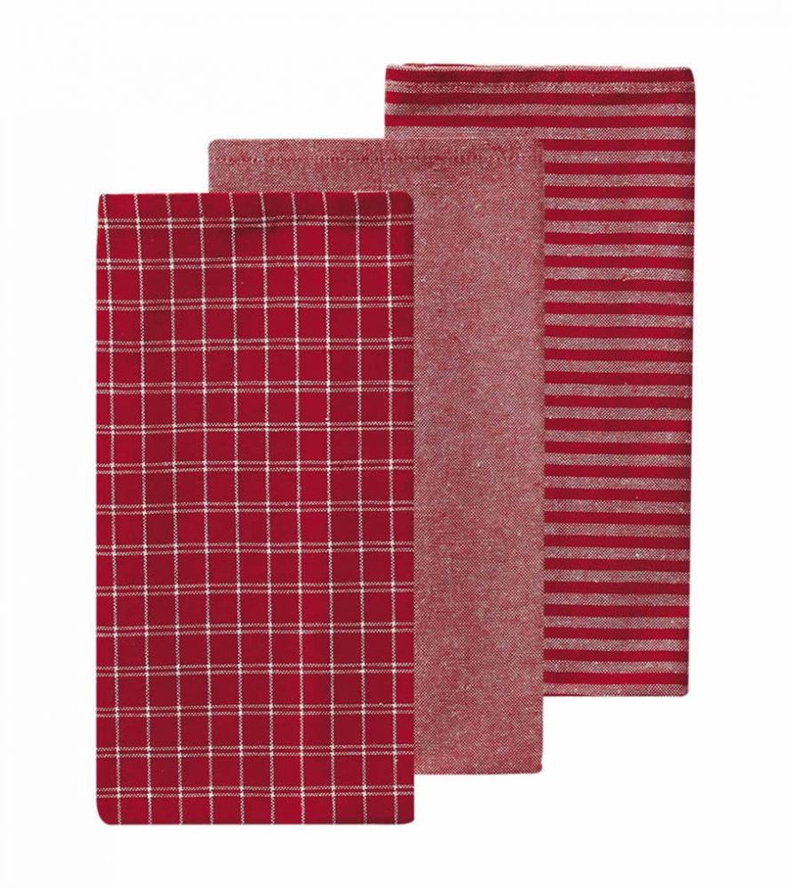 Loft PERA 17 Σετ (3τμχ) Πετσέτες Κουζίνας της ΚΕΝΤΙΑ (40x60) RED