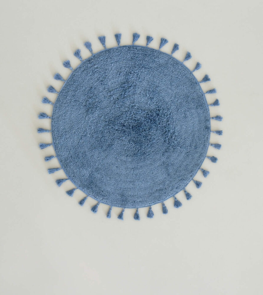 Στρογγυλό Πατάκι Μπάνιου Fuzzy της NIMA HOME (Δ:60cm) - Denim Blue
