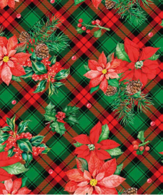 Χριστουγεννιάτικο Καρέ Αλεξανδρινό της BOREA (90x90) - Κόκκινο